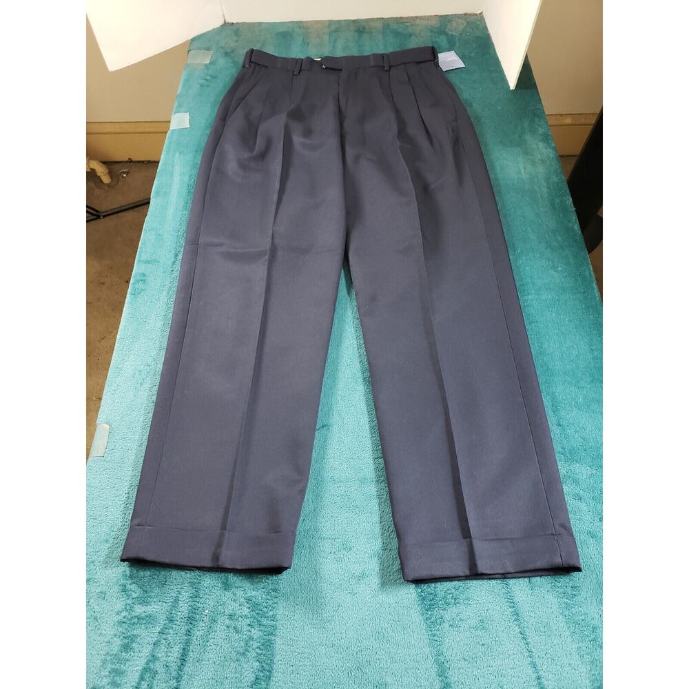 Croft & Barrow Pants Sz 34x30 Mens Blue Chino Khaki Pleated Straight NWT